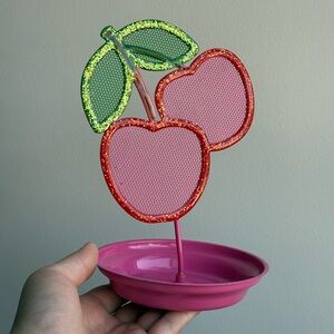 Vintage 00s Claire's 8" Sparkly Cherry Earrings Holder Y2K Decor